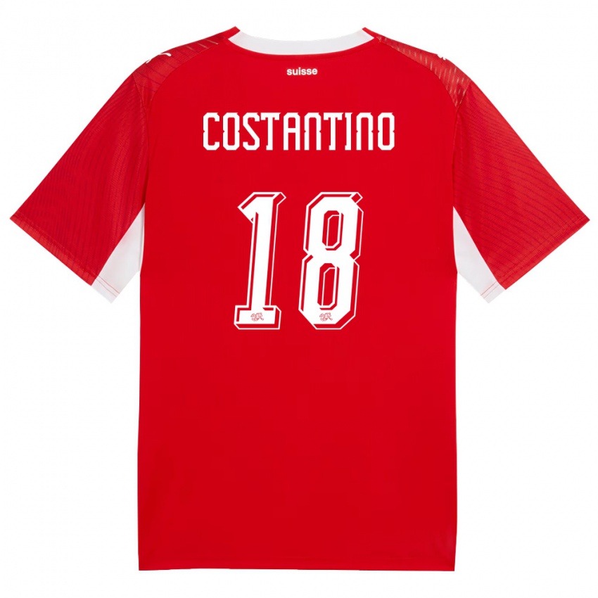 ילדים שווייץ Valerio Costantino #18 אדום לבן ג'רזי ביתית 26-28 חולצה קצרה