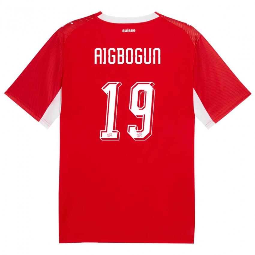 ילדים שווייץ אזאוזה אייגבוגון #19 אדום לבן ג'רזי ביתית 26-28 חולצה קצרה