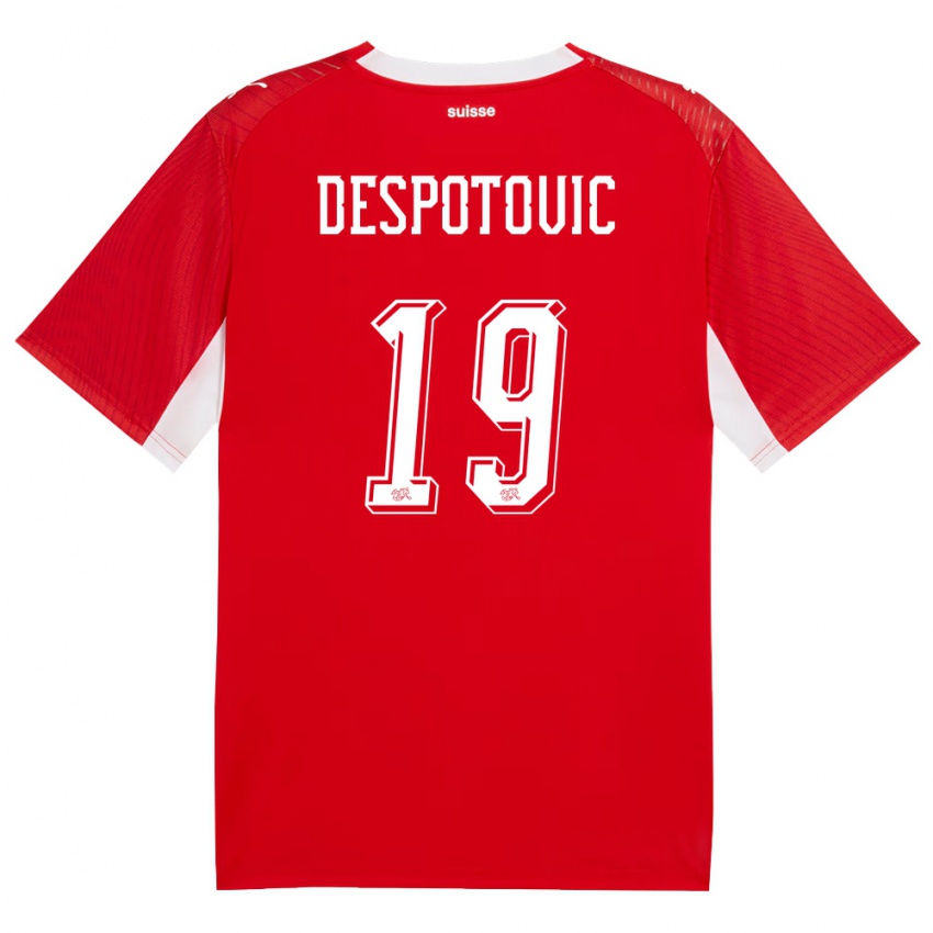 ילדים שווייץ Ilija Despotovic #19 אדום לבן ג'רזי ביתית 26-28 חולצה קצרה