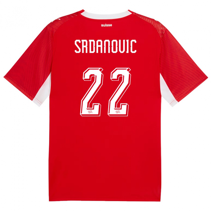 ילדים שווייץ לון סרדנוביץ׳ #22 אדום לבן ג'רזי ביתית 26-28 חולצה קצרה