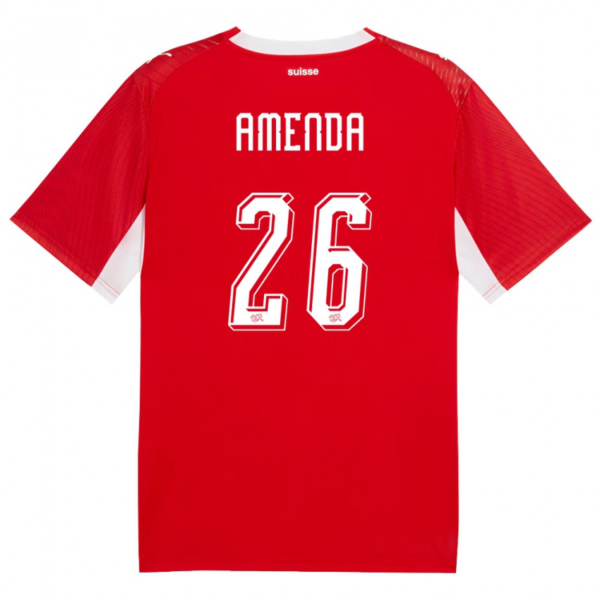 ילדים שווייץ אורל אמנדה #26 אדום לבן ג'רזי ביתית 26-28 חולצה קצרה