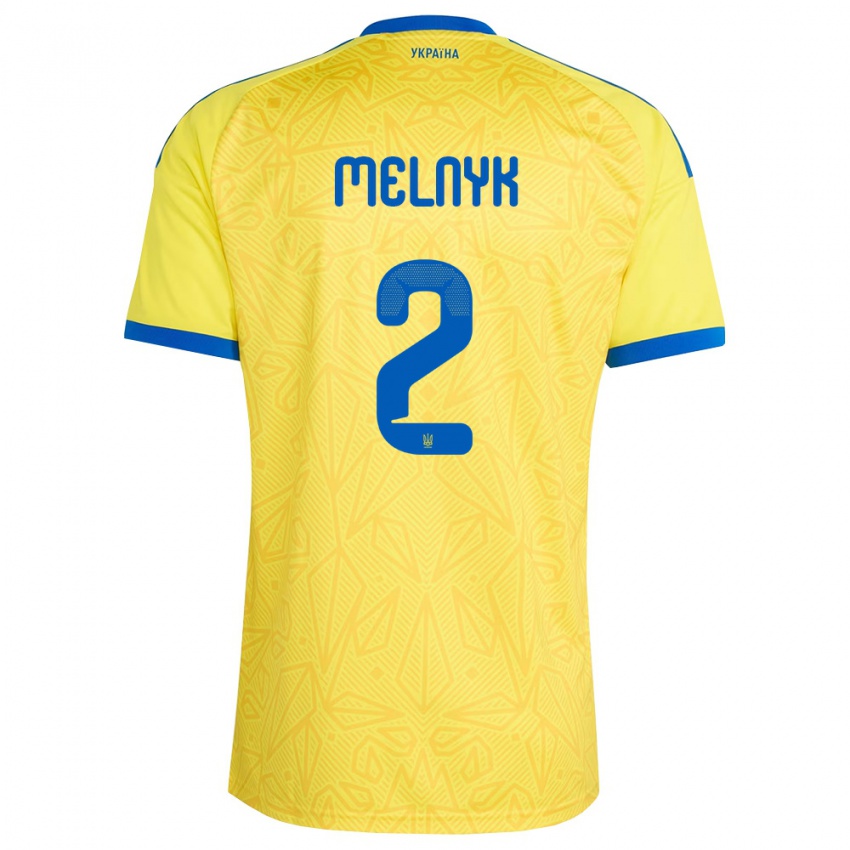 ילדים אוקראינה Mykyta Melnyk #2 צהוב כחול ג'רזי ביתית 26-28 חולצה קצרה