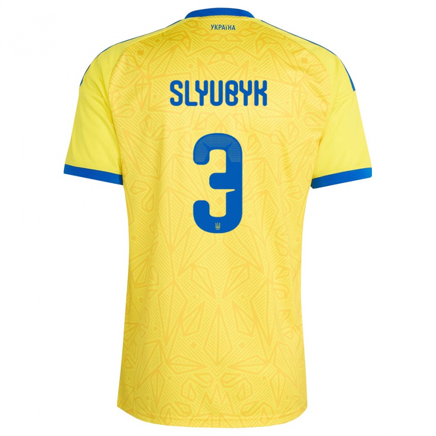 ילדים אוקראינה Bogdan Slyubyk #3 צהוב כחול ג'רזי ביתית 26-28 חולצה קצרה