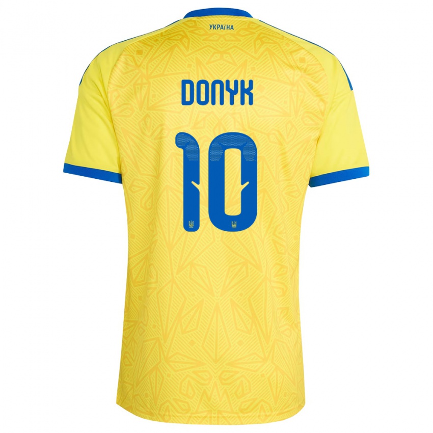 ילדים אוקראינה Myroslav Donyk #10 צהוב כחול ג'רזי ביתית 26-28 חולצה קצרה