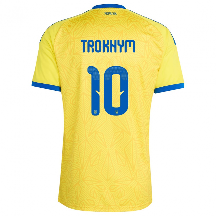 ילדים אוקראינה Arseniy-Tymofiy Trokhym #10 צהוב כחול ג'רזי ביתית 26-28 חולצה קצרה