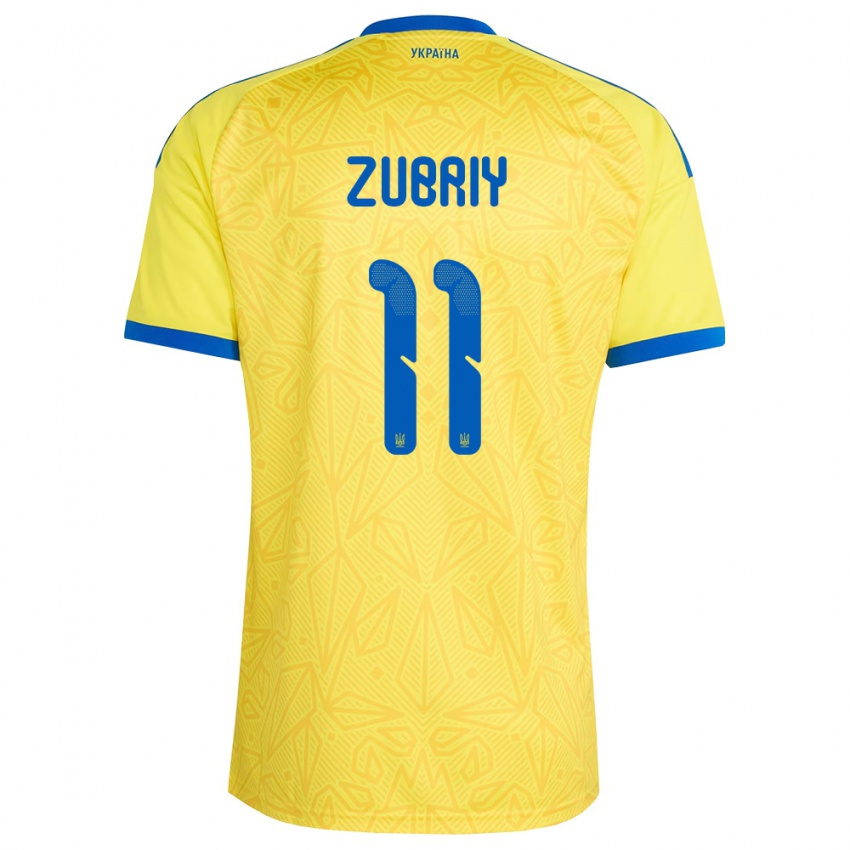 ילדים אוקראינה Artem Zubriy #11 צהוב כחול ג'רזי ביתית 26-28 חולצה קצרה