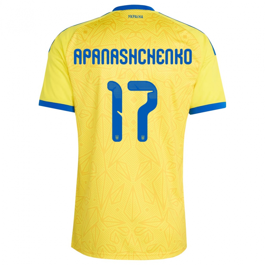 ילדים אוקראינה Daryna Apanashchenko #17 צהוב כחול ג'רזי ביתית 26-28 חולצה קצרה
