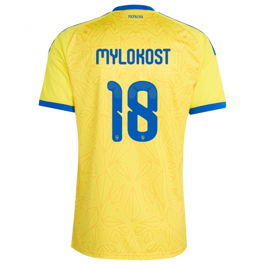 ילדים אוקראינה Yaroslav Mylokost #18 צהוב כחול ג'רזי ביתית 26-28 חולצה קצרה