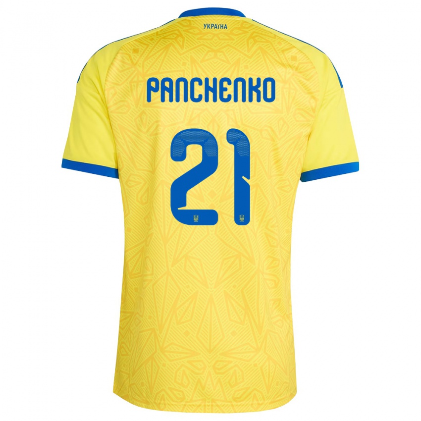 ילדים אוקראינה Matviy Panchenko #21 צהוב כחול ג'רזי ביתית 26-28 חולצה קצרה