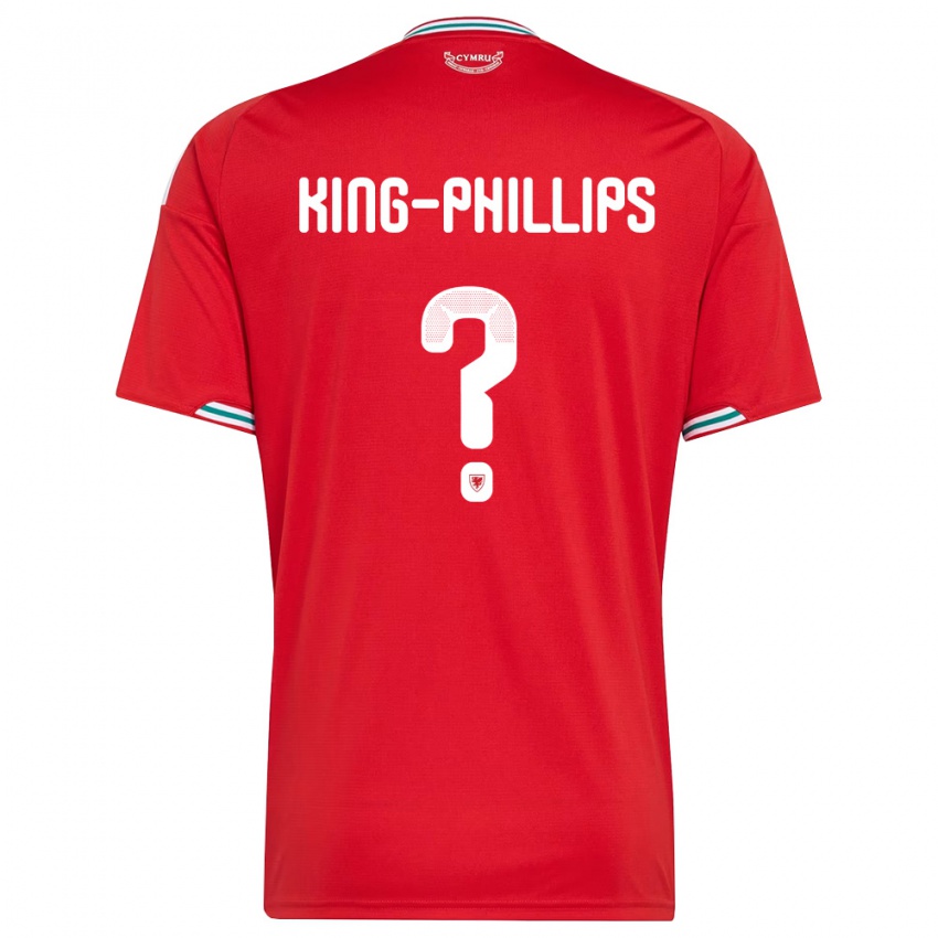 ילדים ויילס Zac King-Phillips #0 אדום לבן ירוק ג'רזי ביתית 26-28 חולצה קצרה