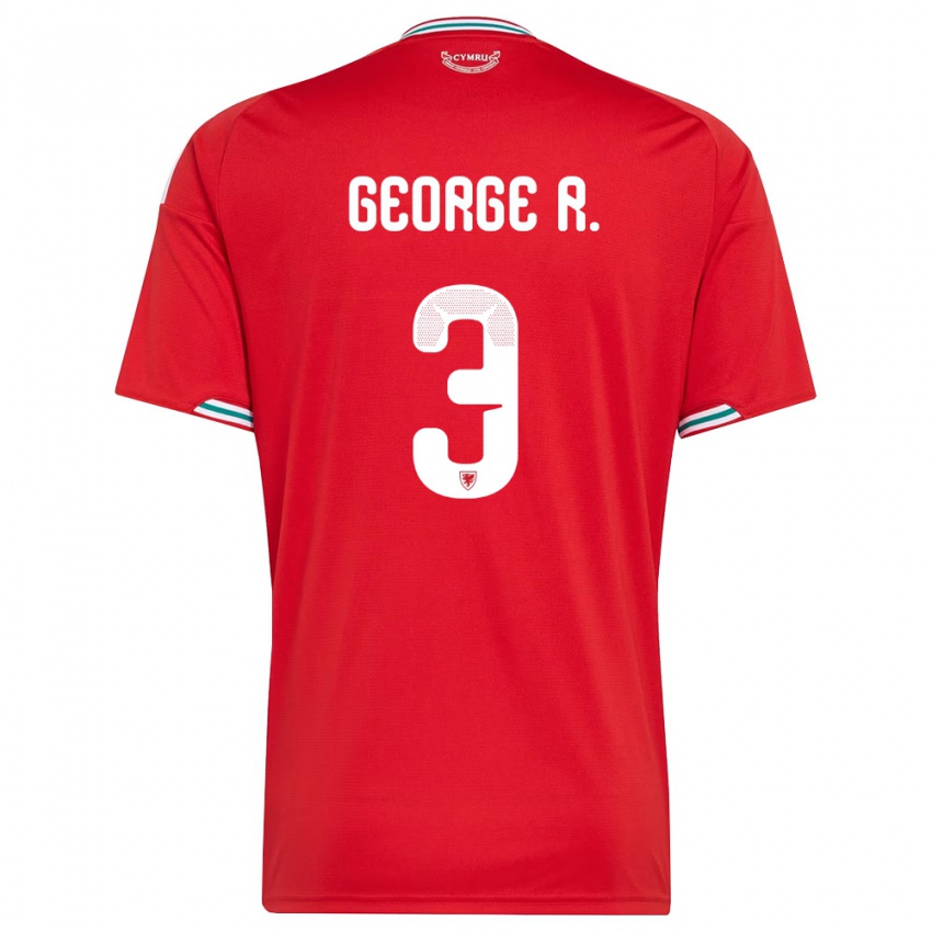 ילדים ויילס George Robinson #3 אדום לבן ירוק ג'רזי ביתית 26-28 חולצה קצרה