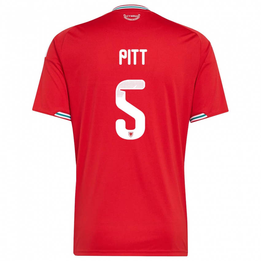 ילדים ויילס Theo Pitt #5 אדום לבן ירוק ג'רזי ביתית 26-28 חולצה קצרה