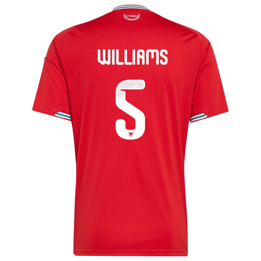 ילדים ויילס Ashton Williams #5 אדום לבן ירוק ג'רזי ביתית 26-28 חולצה קצרה