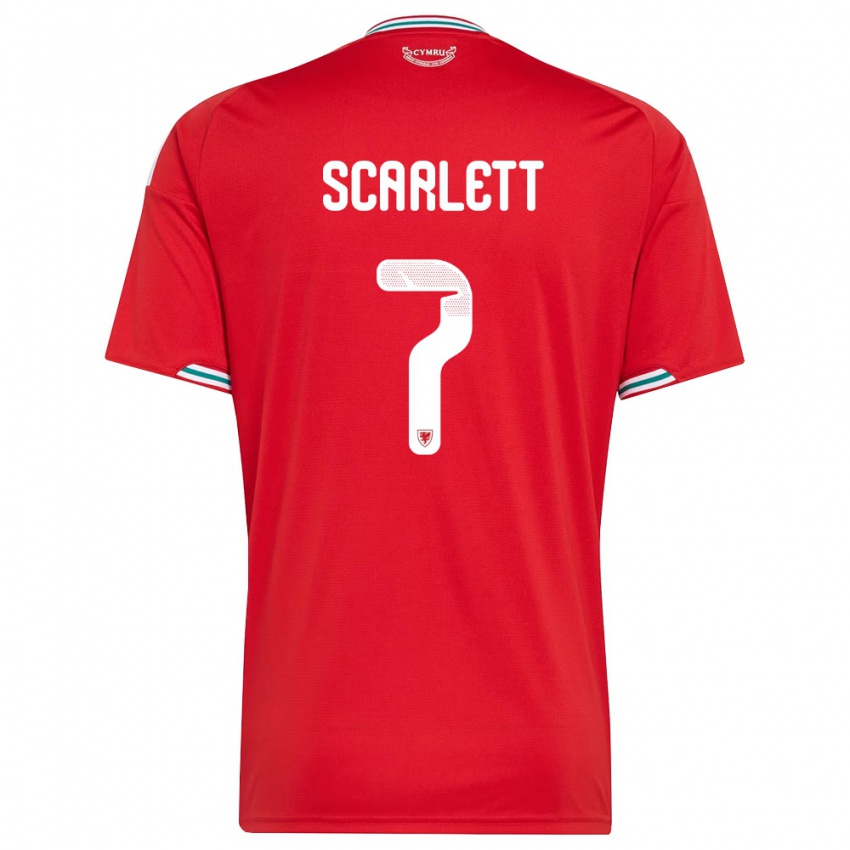ילדים ויילס Leon Scarlett #7 אדום לבן ירוק ג'רזי ביתית 26-28 חולצה קצרה