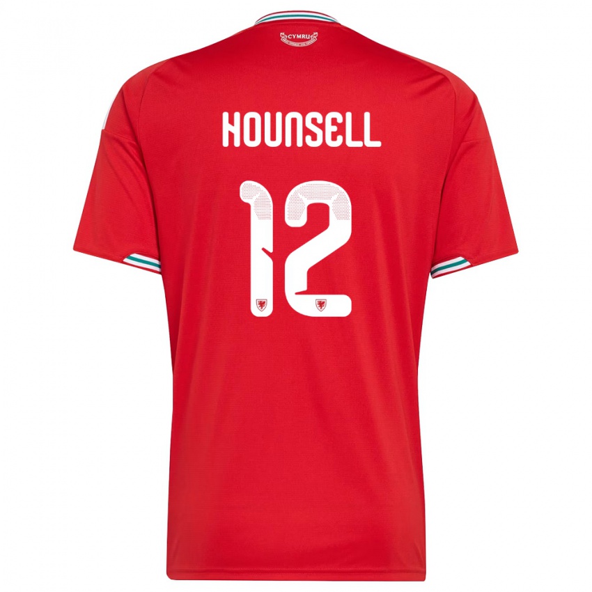ילדים ויילס Trystan Hounsell #12 אדום לבן ירוק ג'רזי ביתית 26-28 חולצה קצרה