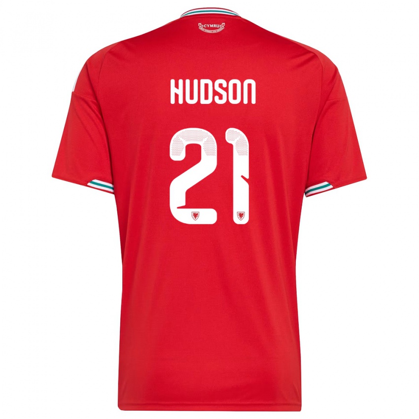 ילדים ויילס Max Hudson #21 אדום לבן ירוק ג'רזי ביתית 26-28 חולצה קצרה