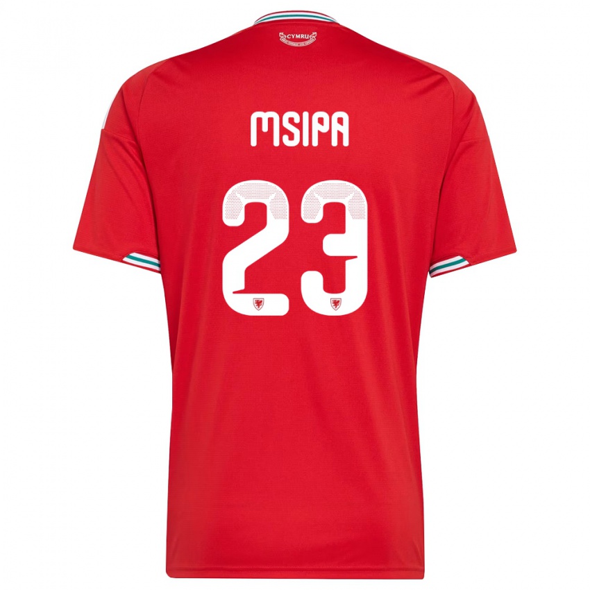 ילדים ויילס Munya Msipa #23 אדום לבן ירוק ג'רזי ביתית 26-28 חולצה קצרה