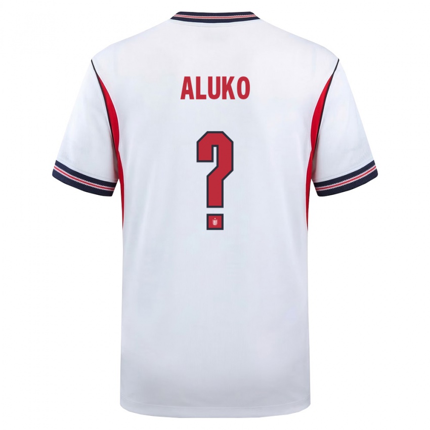 ילדים אנגליה Olabade Aluko #0 לבן כהה אדום ג'רזי ביתית 26-28 חולצה קצרה