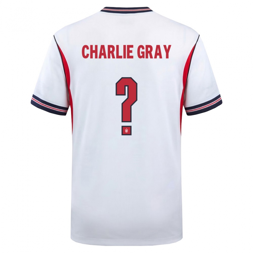ילדים אנגליה צ'רלי גריי #0 לבן כהה אדום ג'רזי ביתית 26-28 חולצה קצרה