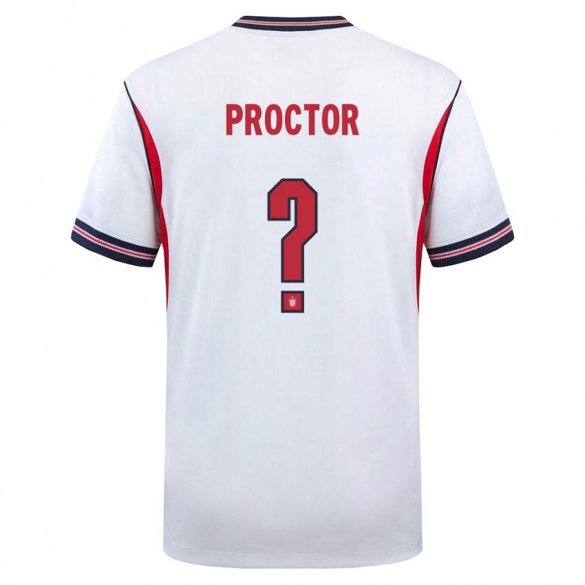 ילדים אנגליה סאם פרוקטור #0 לבן כהה אדום ג'רזי ביתית 26-28 חולצה קצרה