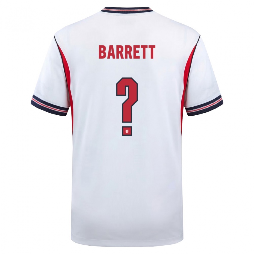 ילדים אנגליה Marlow Barrett #0 לבן כהה אדום ג'רזי ביתית 26-28 חולצה קצרה