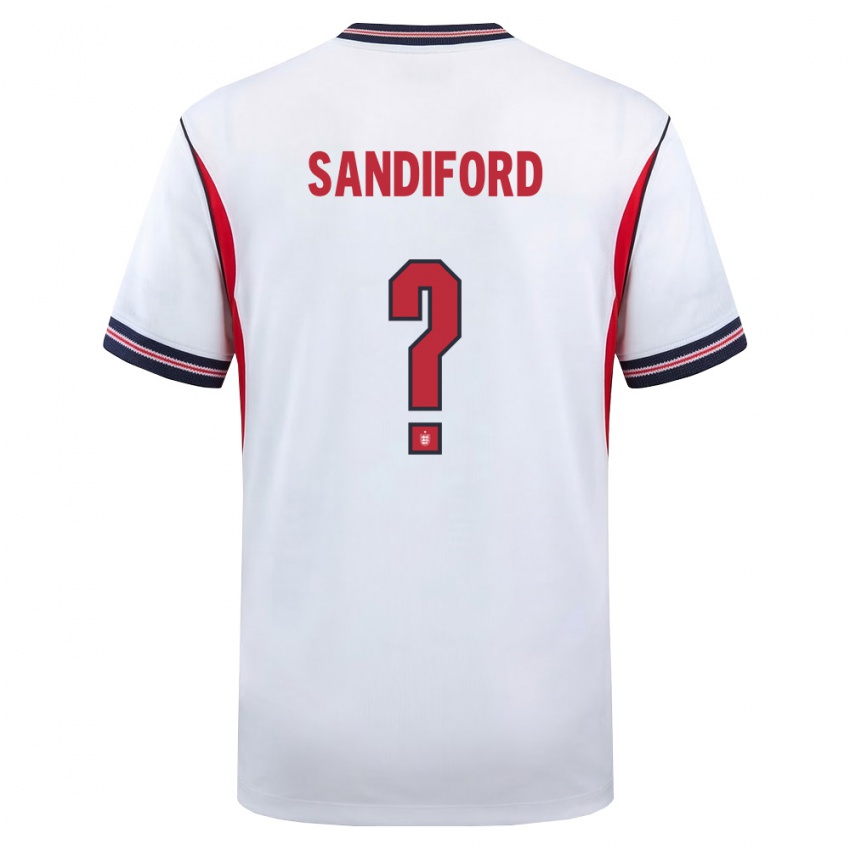 ילדים אנגליה Oscar Sandiford #0 לבן כהה אדום ג'רזי ביתית 26-28 חולצה קצרה