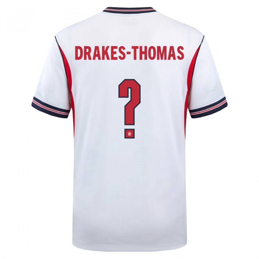 ילדים אנגליה ג׳ואל דרייקס-תומס #0 לבן כהה אדום ג'רזי ביתית 26-28 חולצה קצרה