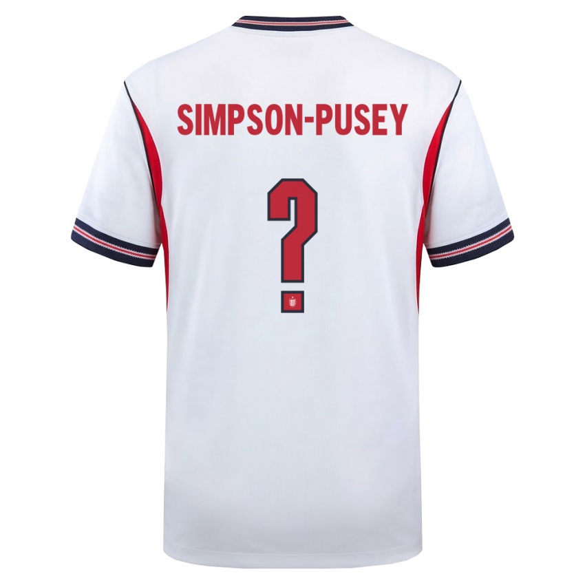 ילדים אנגליה ג'המאי סימפסון-פוסי #0 לבן כהה אדום ג'רזי ביתית 26-28 חולצה קצרה