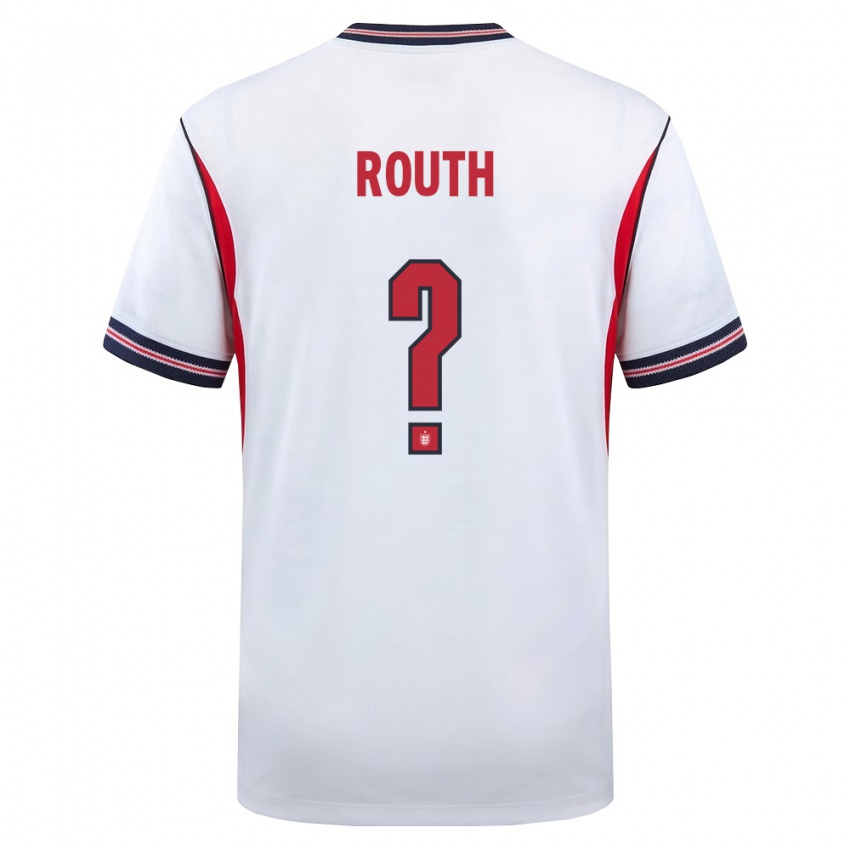 ילדים אנגליה Leon Routh #0 לבן כהה אדום ג'רזי ביתית 26-28 חולצה קצרה