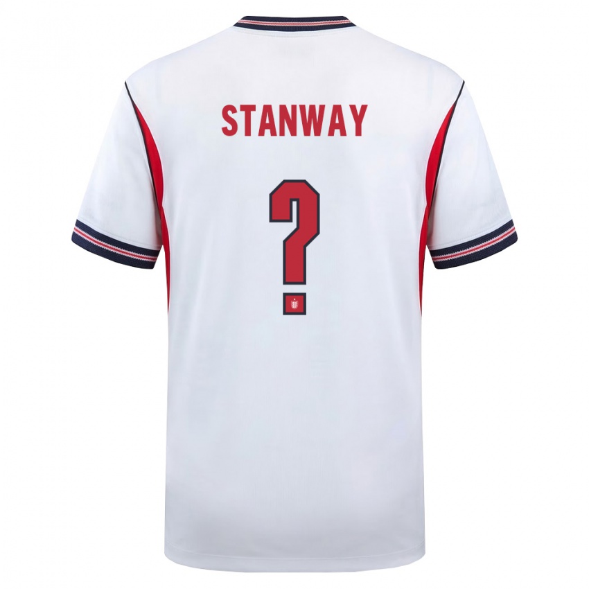 ילדים אנגליה Wyll Stanway #0 לבן כהה אדום ג'רזי ביתית 26-28 חולצה קצרה