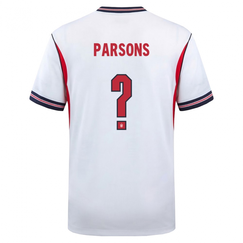 ילדים אנגליה Jacob Parsons #0 לבן כהה אדום ג'רזי ביתית 26-28 חולצה קצרה