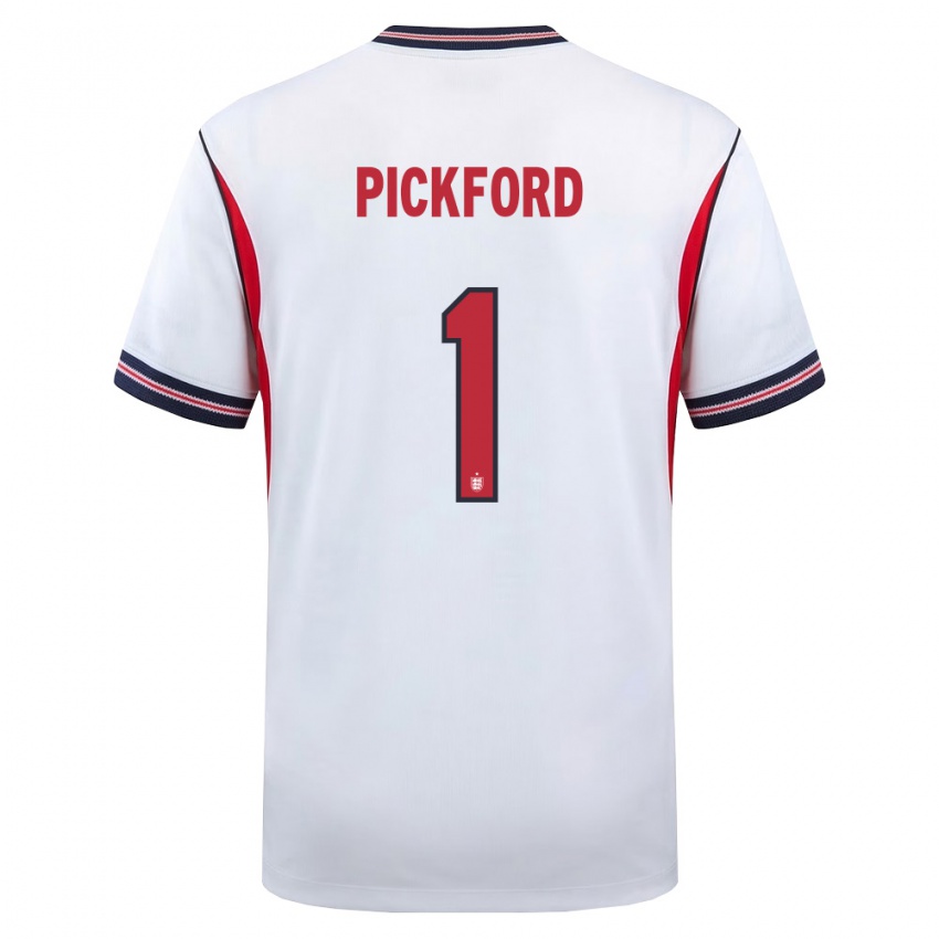 ילדים אנגליה ג'ורדן פיקפורד #1 לבן כהה אדום ג'רזי ביתית 26-28 חולצה קצרה