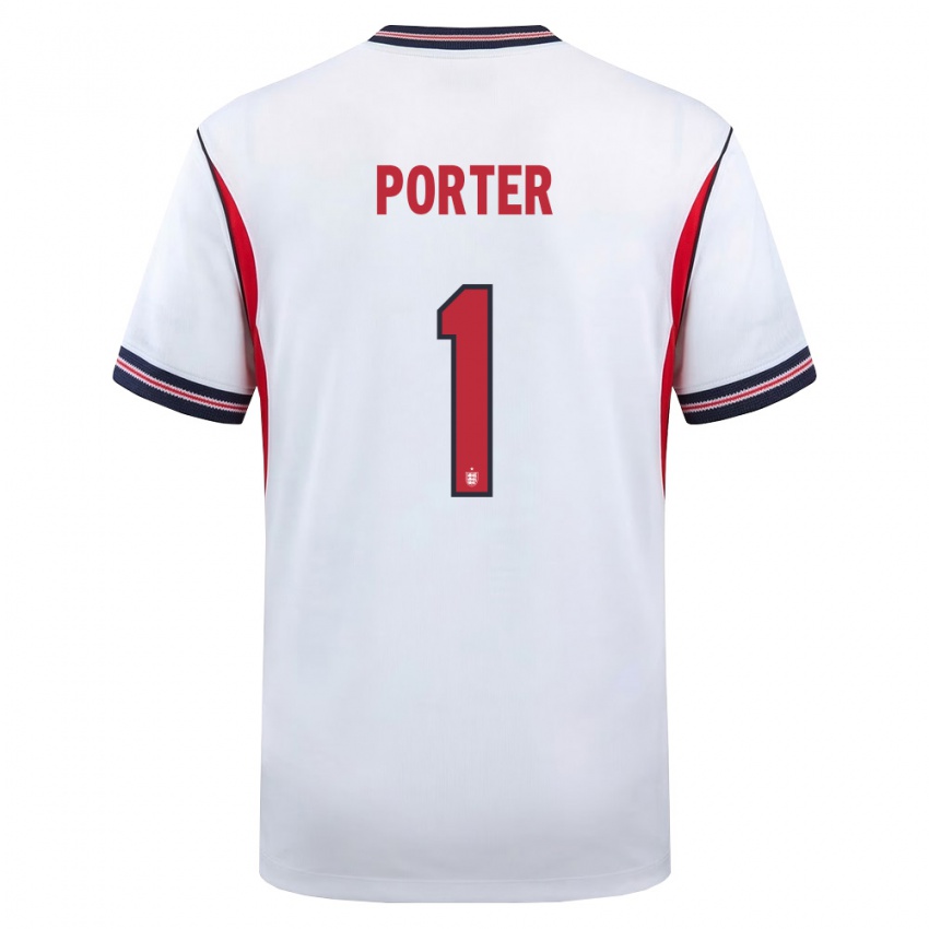 ילדים אנגליה ג'ק פורטר #1 לבן כהה אדום ג'רזי ביתית 26-28 חולצה קצרה