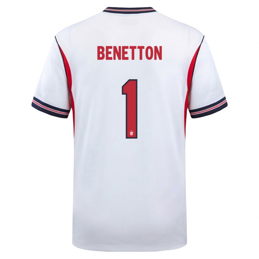 ילדים אנגליה Lucca Benetton #1 לבן כהה אדום ג'רזי ביתית 26-28 חולצה קצרה