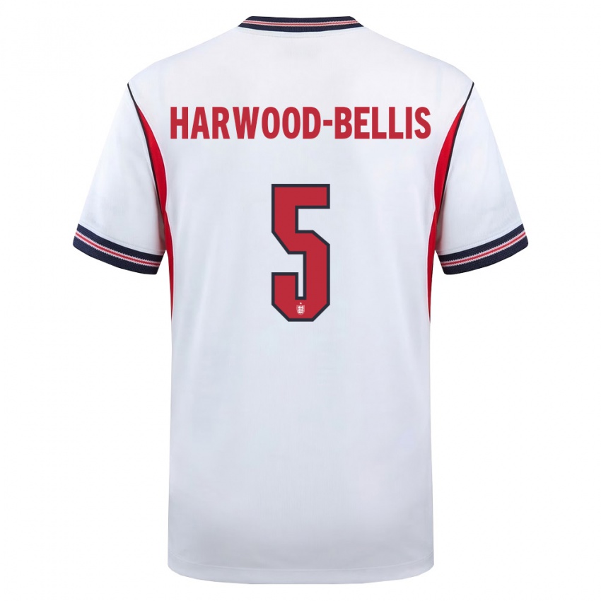 ילדים אנגליה טיילור הארווד-בליס #5 לבן כהה אדום ג'רזי ביתית 26-28 חולצה קצרה