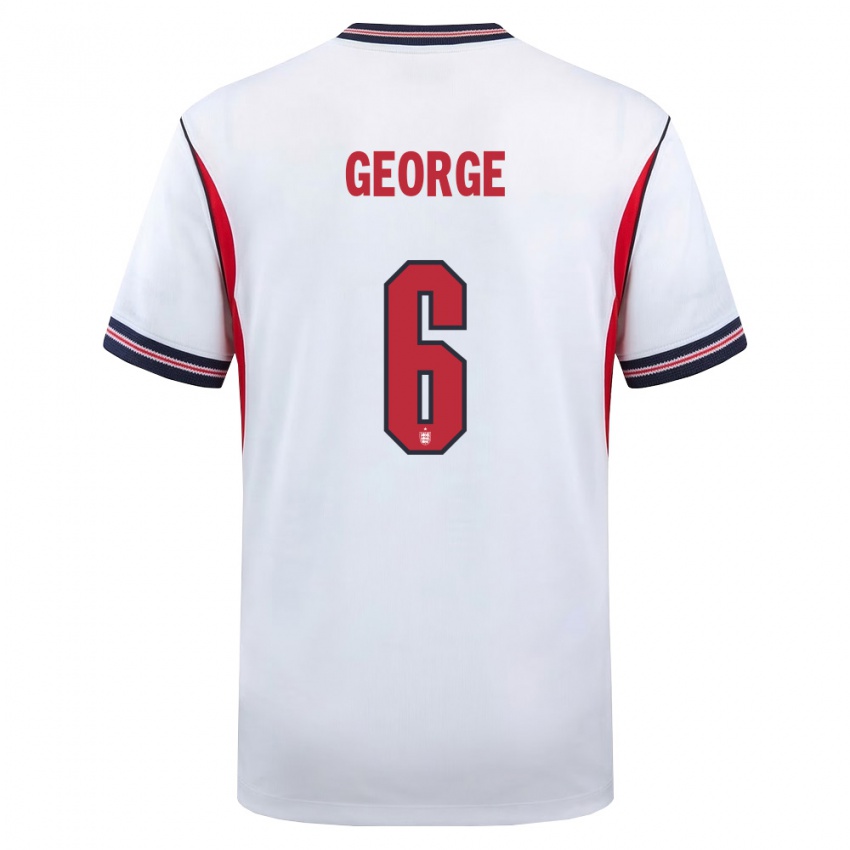 ילדים אנגליה גבי ג'ורג' #6 לבן כהה אדום ג'רזי ביתית 26-28 חולצה קצרה