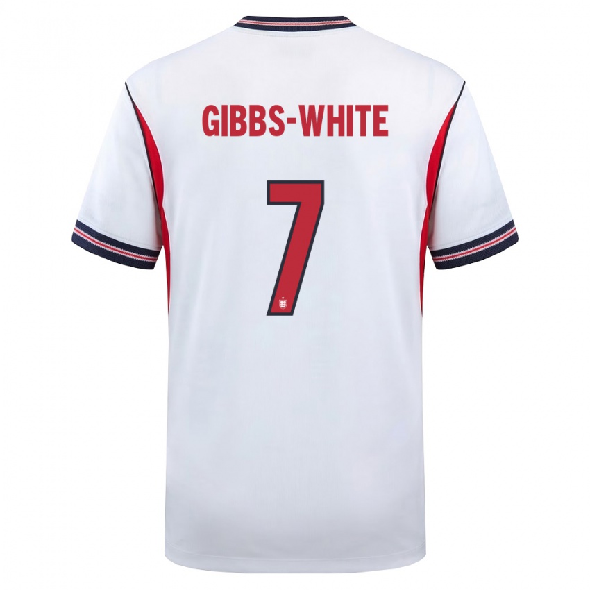 ילדים אנגליה מורגן גיבס #7 לבן כהה אדום ג'רזי ביתית 26-28 חולצה קצרה