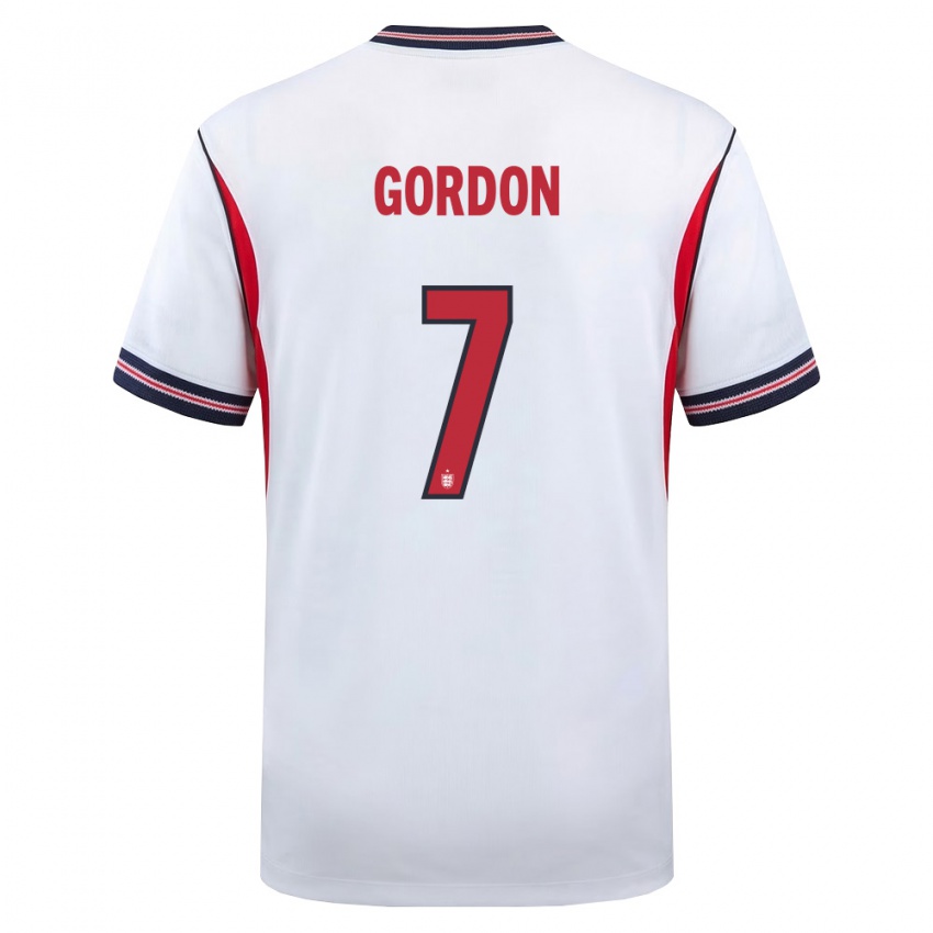ילדים אנגליה קייד גורדון #7 לבן כהה אדום ג'רזי ביתית 26-28 חולצה קצרה