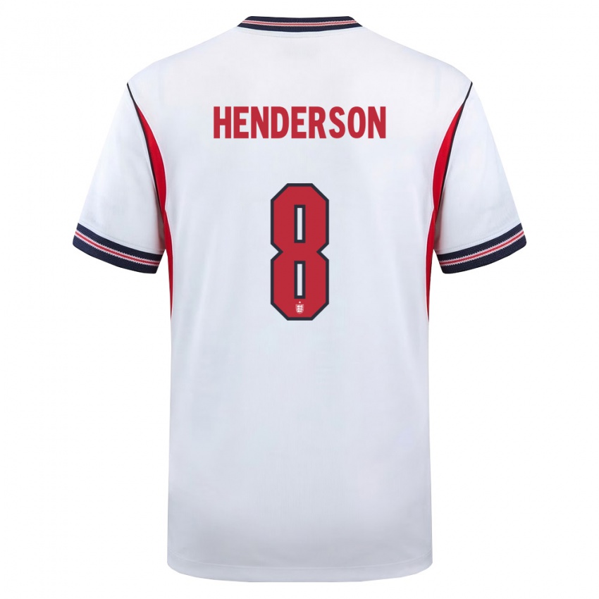 ילדים אנגליה ג'ורדן הנדרסון #8 לבן כהה אדום ג'רזי ביתית 26-28 חולצה קצרה