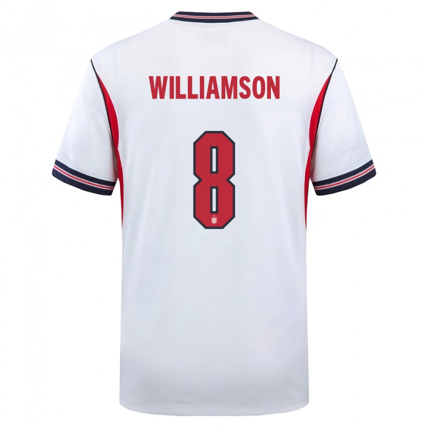 ילדים אנגליה ליאה ויליאמסון #8 לבן כהה אדום ג'רזי ביתית 26-28 חולצה קצרה