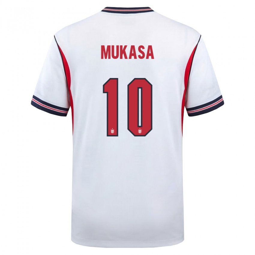 ילדים אנגליה Divine Mukasa #10 לבן כהה אדום ג'רזי ביתית 26-28 חולצה קצרה