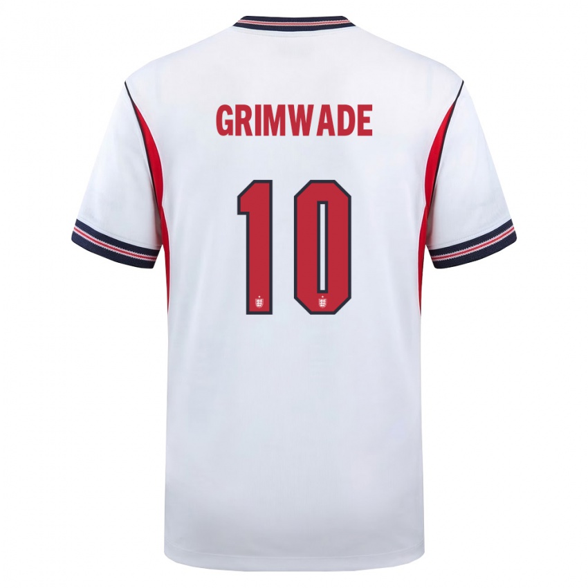 ילדים אנגליה Heze Grimwade #10 לבן כהה אדום ג'רזי ביתית 26-28 חולצה קצרה