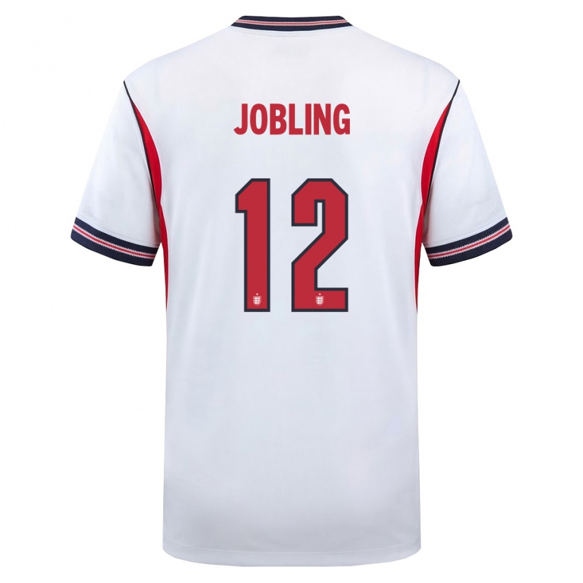 ילדים אנגליה George Jobling #12 לבן כהה אדום ג'רזי ביתית 26-28 חולצה קצרה