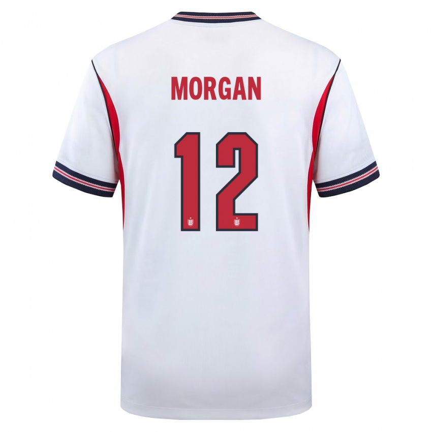 ילדים אנגליה אסמה מורגן #12 לבן כהה אדום ג'רזי ביתית 26-28 חולצה קצרה