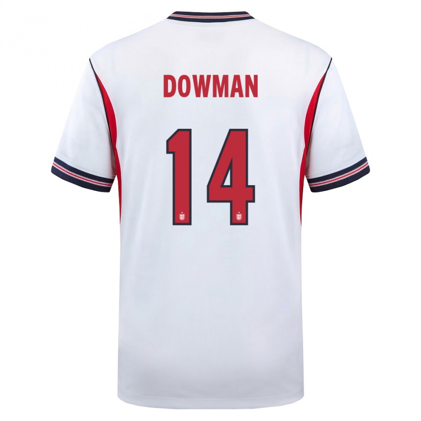 ילדים אנגליה Max Dowman #14 לבן כהה אדום ג'רזי ביתית 26-28 חולצה קצרה