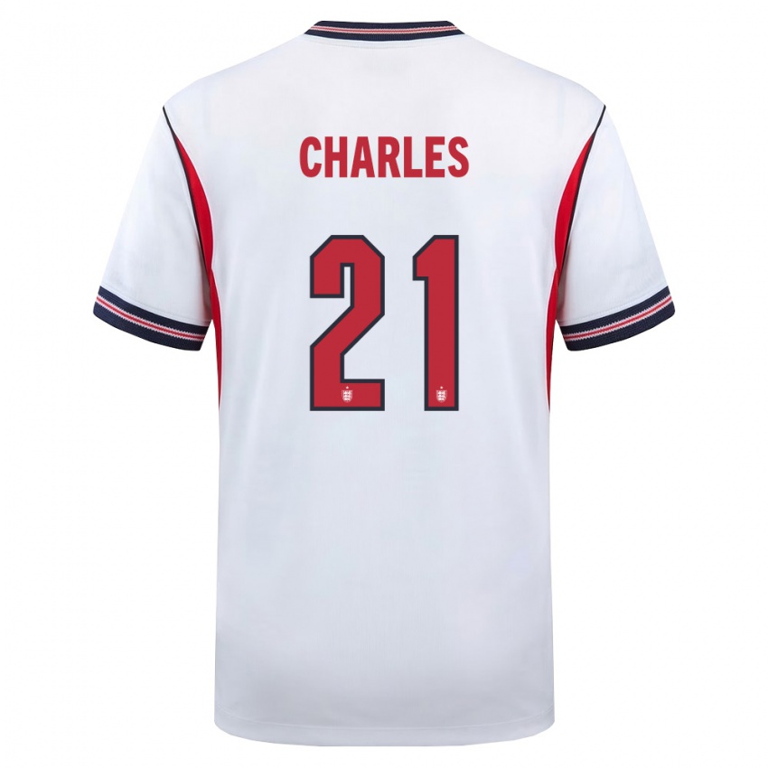 ילדים אנגליה ניאם צ'ארלס #21 לבן כהה אדום ג'רזי ביתית 26-28 חולצה קצרה