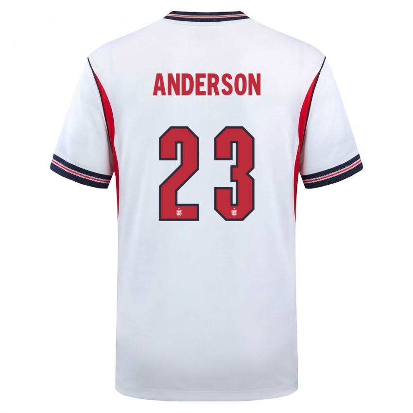 ילדים אנגליה אליוט אנדרסון #23 לבן כהה אדום ג'רזי ביתית 26-28 חולצה קצרה