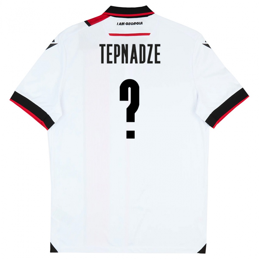 ילדים גאורגיה Aleksandre Tepnadze #0 לבן שחור אדום ג'רזי ביתית 26-28 חולצה קצרה