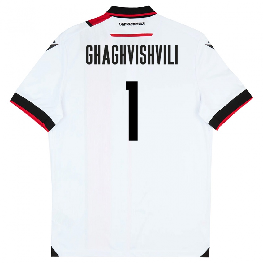 ילדים גאורגיה Mate Ghaghvishvili #1 לבן שחור אדום ג'רזי ביתית 26-28 חולצה קצרה