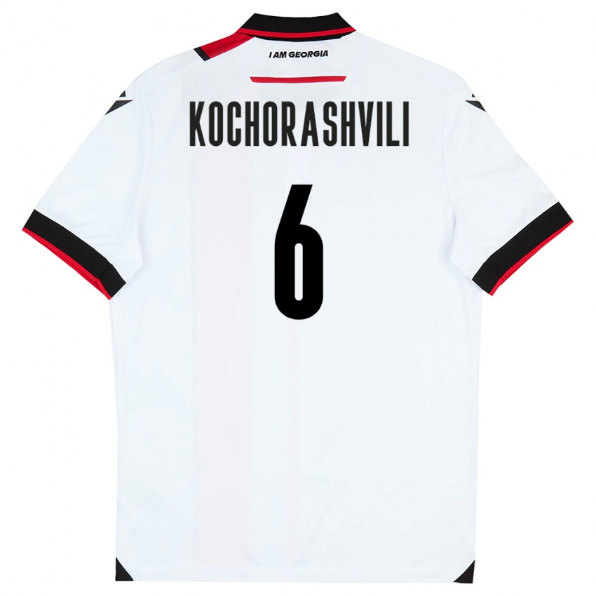 ילדים גאורגיה Giorgi Kochorashvili #6 לבן שחור אדום ג'רזי ביתית 26-28 חולצה קצרה